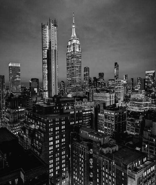 The Manhattan skyline at night